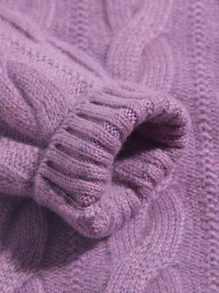 Classic Cable Knit Cashmere Crewneck Sweater for Boys and Girls